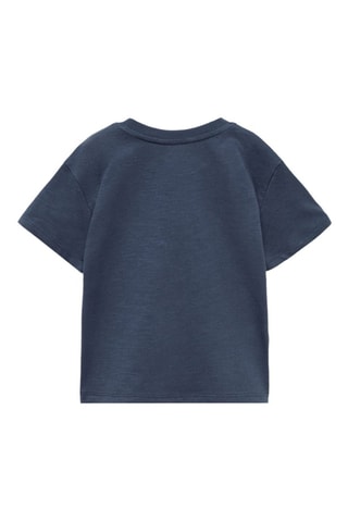 T-shirt coton motif en relief - Bleu