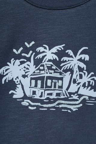 T-shirt coton motif en relief - Bleu