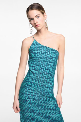 Robe asymétrique imprimée - Turquoise