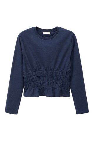 T-shirt taille froncée - Bleu