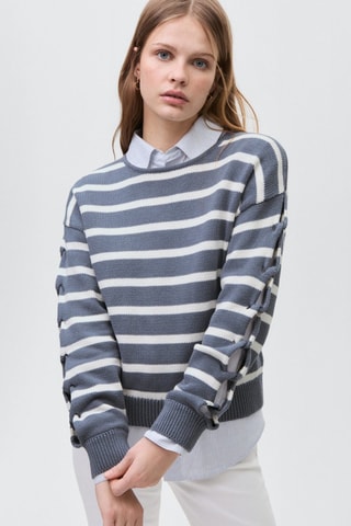 Pull-over en maille à rayures - Bleu