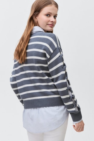 Pull-over en maille à rayures - Bleu