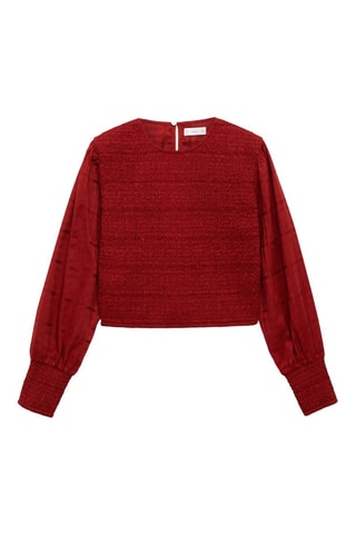 Blouse coton détails froncés - Rouge