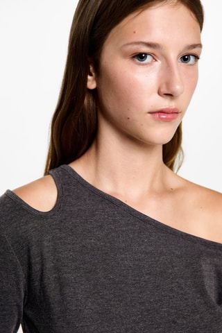 T-shirt coton asymétrique - Gris