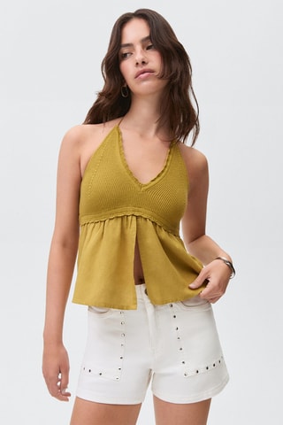 Short en jean à clous - Blanc