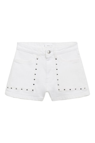 Short en jean à clous - Blanc