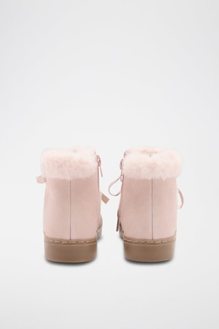 Bottines lacets fausse fourrure - Rose