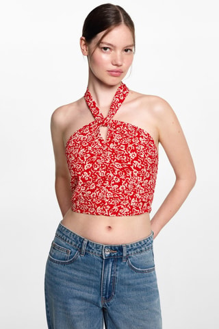 Top imprimé noeud - Rouge