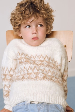 Pull-over maille jacquard - Blanc