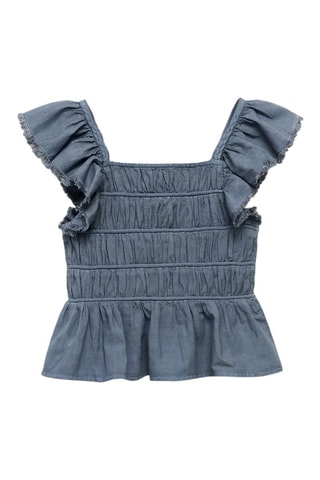 Blouse froncée volants - Bleu