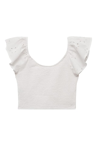 Top brodé volanté - Blanc