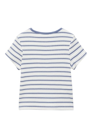 T-shirt à rayures col contrastant - Blanc