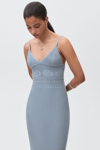 Robe longue crochet - Bleu clair