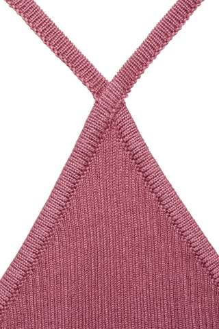 Top maille côtelée emmanchures américaines - Rose