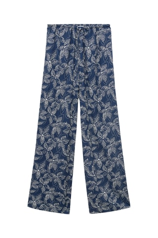 Pantalon en imprimé à fleurs - Bleu marine