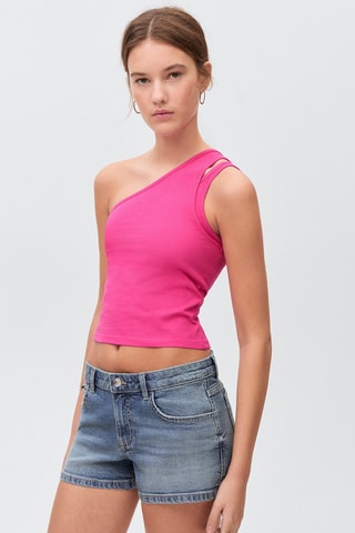 Top uni asymétrique - Fuchsia