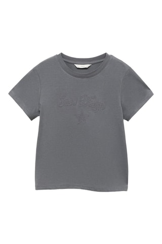 T-shirt en coton brodé - Gris