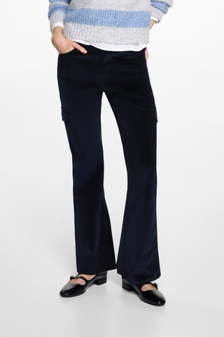 Pantalon velours milleraies poches - Bleu marine