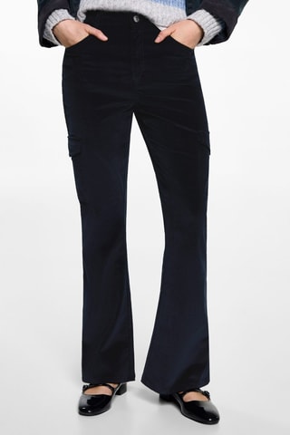 Pantalon velours milleraies poches - Bleu marine