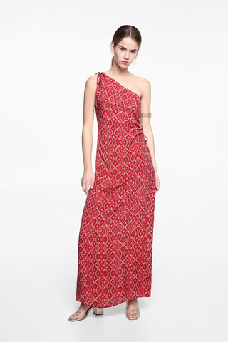 Robe asymétrique imprimée - Rouge
