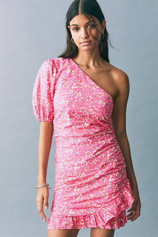 Robe asymétrique drapée - Rose