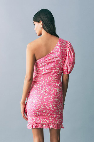 Robe asymétrique drapée - Rose