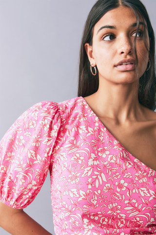 Robe asymétrique drapée - Rose