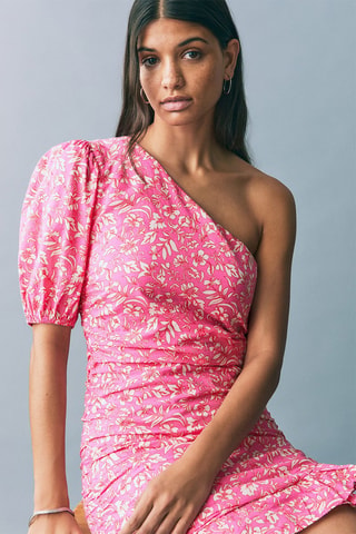 Robe asymétrique drapée - Rose