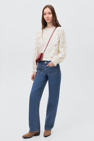Blouse froncée volants - Blanc