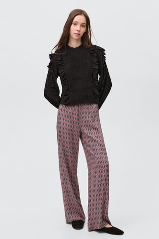 Blouse froncée volants - Noir