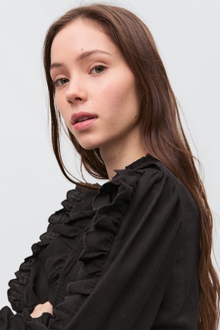 Blouse froncée volants - Noir