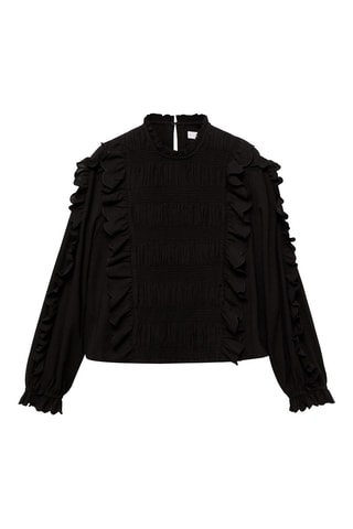 Blouse froncée volants - Noir
