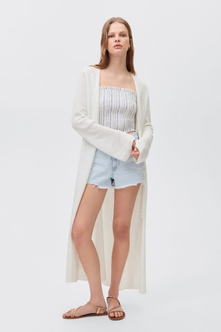 Cardigan long maille - Blanc