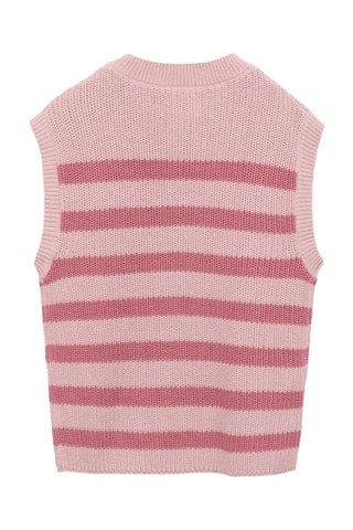 Gilet maille rayures - Rose