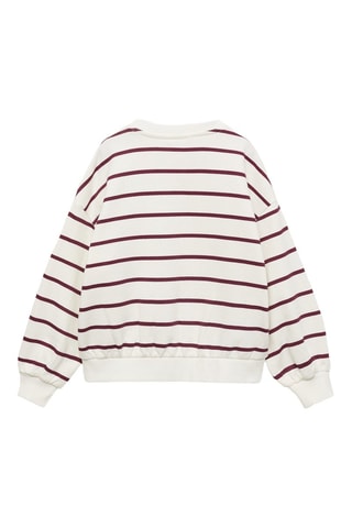 Sweat-shirt brodé rayures - Rouge