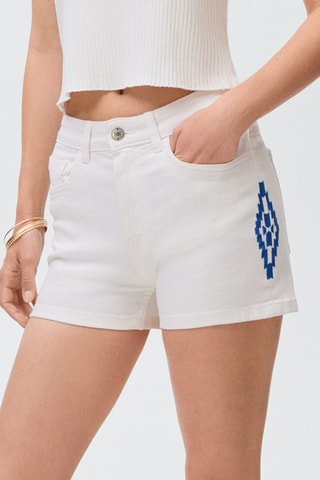 Shorts détail brodé - Blanc