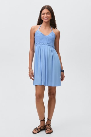 Robe courte crochet - Bleu clair