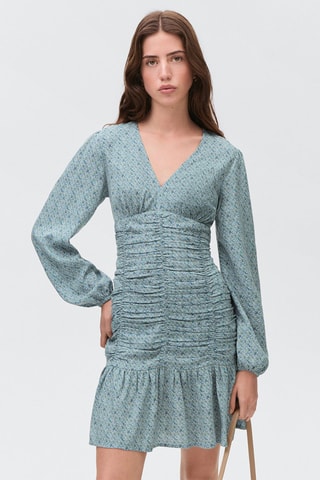 Robe imprimée détail drapé - Bleu