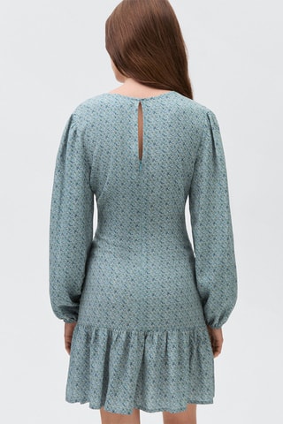 Robe imprimée détail drapé - Bleu
