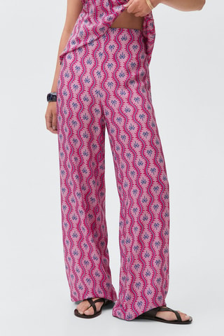 Pantalon imprimé palmier - Rose