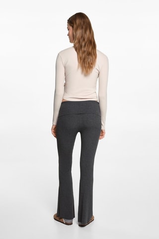 Legging flare maille côtelée - Gris