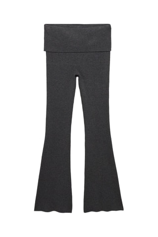 Legging flare maille côtelée - Gris