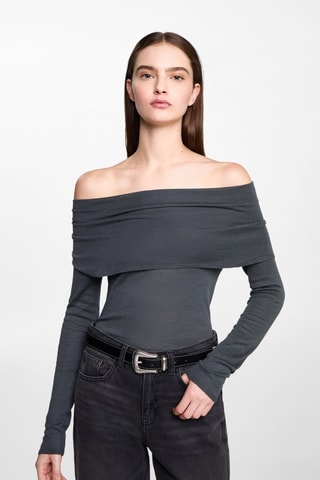 Pull-over épaules découvertes - Gris