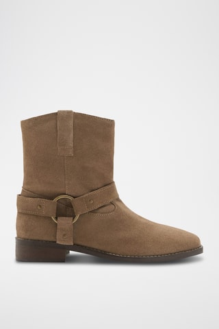 Bottines cuir suède cow-boy - Marron