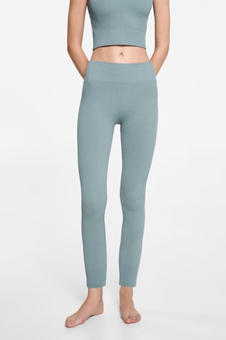 Legging de sport maille côtelée - Vert d'eau