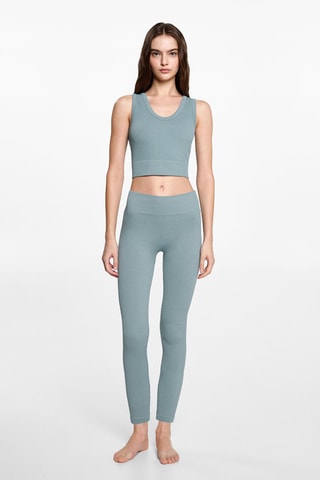 Legging de sport maille côtelée - Vert d'eau