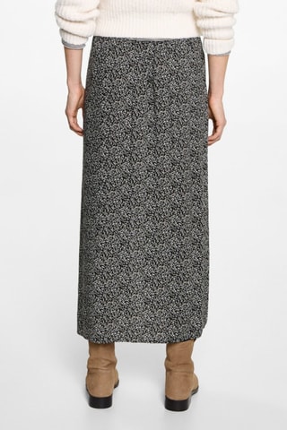 Jupe midi à fleurs - Noir