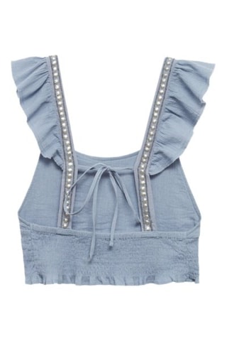 Top coton froncé - Bleu clair