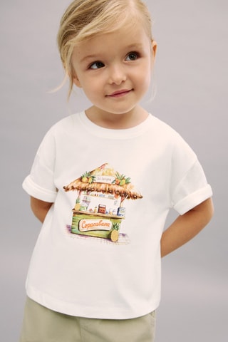 T-shirt en imprimé tropical - Blanc