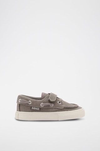 Chaussures bateau à velcro - Gris